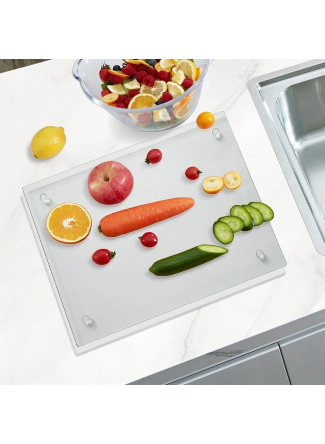Mymonfif Tempered Glass Cutting Board for Kitchen, Clear Glass Board for Countertop, with Non-Slip Feet, Heat Resistant, Extra Large Size 18x24" 1Pcs - Image 4
