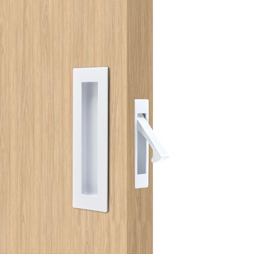 Dontay Sliding Pocket Door Handles 304 Stainless Steel Non Locking Pocket Door Hardware Recessed Flush Finger Pulls Heavy Duty Edge Pull 1 Set White 6 Inch - Image 1