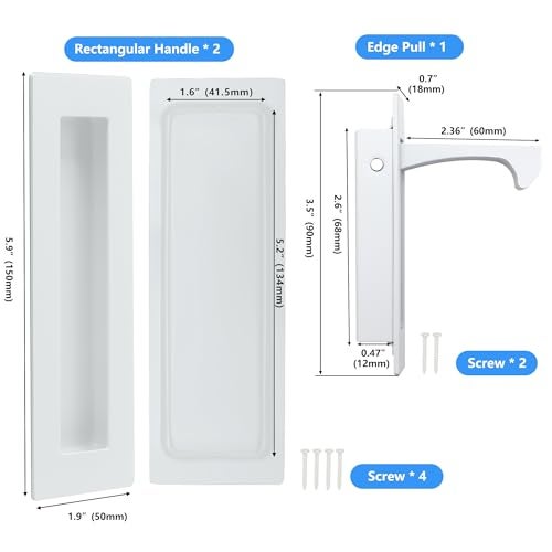 Dontay Sliding Pocket Door Handles 304 Stainless Steel Non Locking Pocket Door Hardware Recessed Flush Finger Pulls Heavy Duty Edge Pull 1 Set White 6 Inch - Image 3