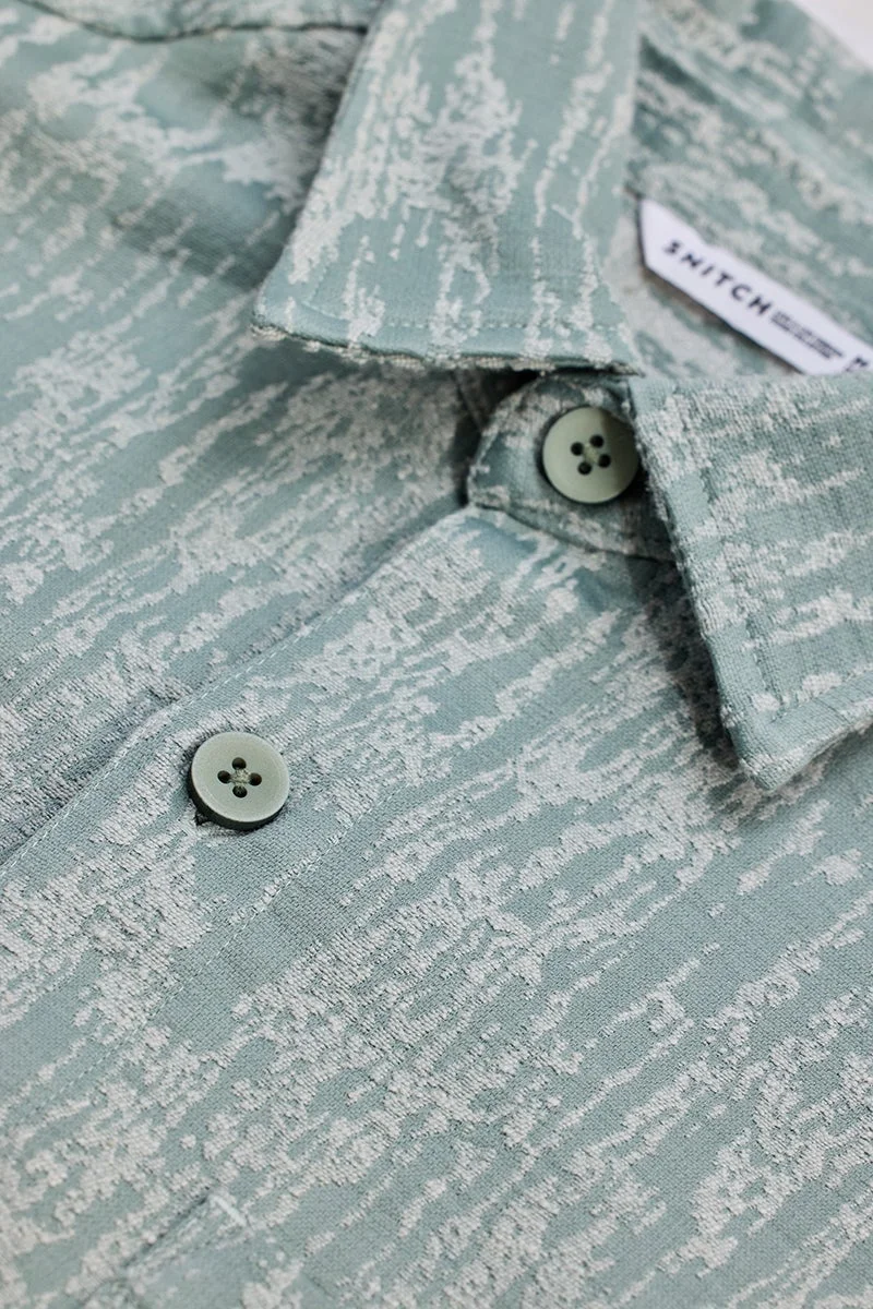 SNITCH Light Green Textured Long Sleeve Relaxed Shirt