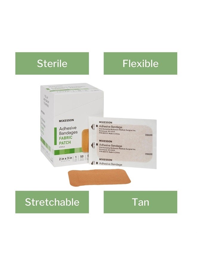 McKesson Adhesive Bandages, Sterile, Fabric Patch, 2 in x 3 in, 50 Count, 1 Pack - Image 3