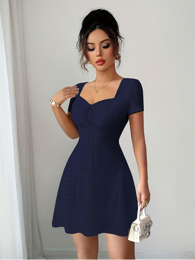 Women'S Summer Jacquard Sexy Slim Fit Mini Dress - Image 3