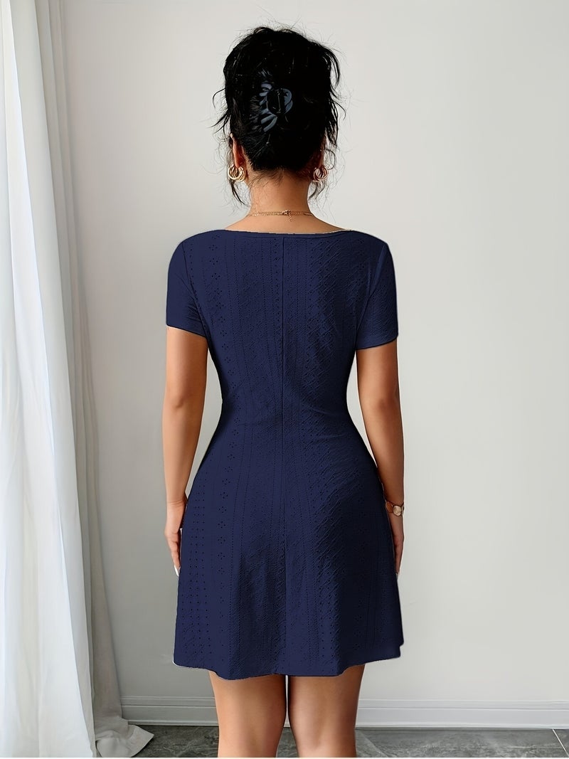 Women'S Summer Jacquard Sexy Slim Fit Mini Dress - Image 2