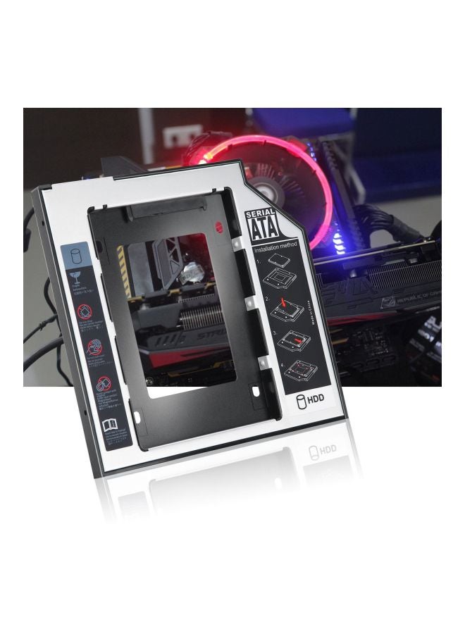 Universal SATA 2nd HDD SSD Hard Drive Caddy Case For CD/DVD-ROM Optical Bay Black - Image 2