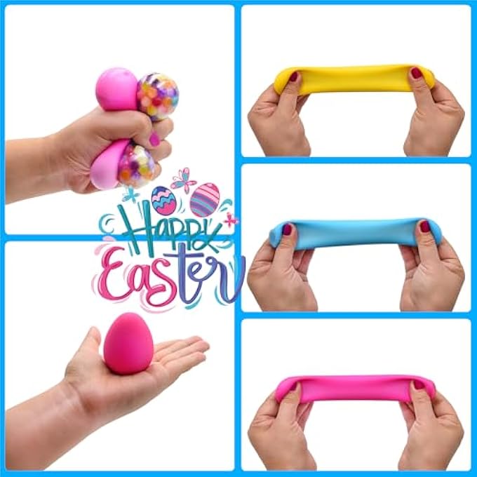 Menzcci 6 Pack Easter Eggs Squeeze Toys Stress Balls Squishy Toys for Kids Boys Girls Easter Egg Hunt Easter Basket Stuffers Egg Fillers Party Favors Gifts - Image 5