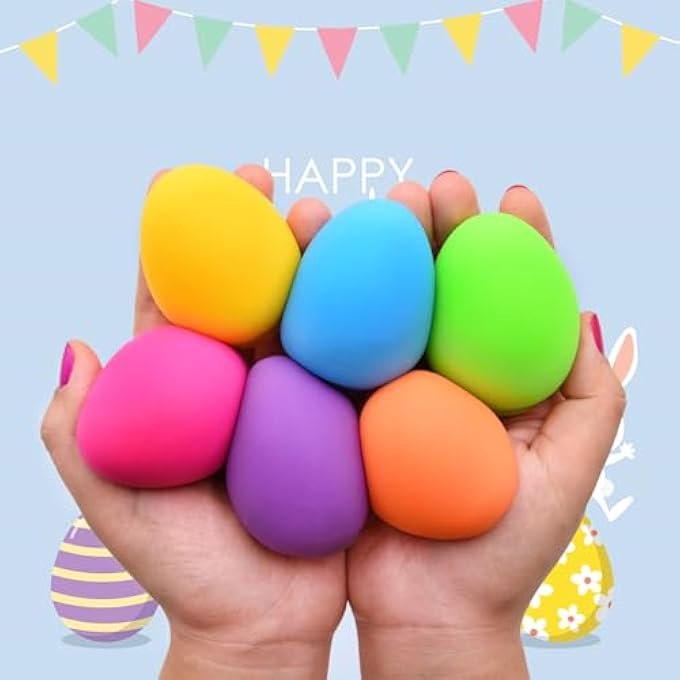 Menzcci 6 Pack Easter Eggs Squeeze Toys Stress Balls Squishy Toys for Kids Boys Girls Easter Egg Hunt Easter Basket Stuffers Egg Fillers Party Favors Gifts - Image 4