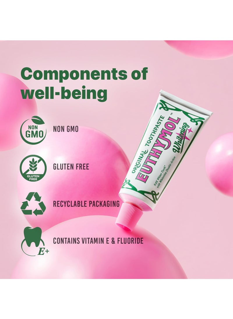 Euthymol Euthymol Whitening Toothpaste 75ml, Contains Fluoride Vitamin E, Non-GMO Gluten Free, Plaque Removal Cavity Protection Antibacterial, White Clean Teeth, Freshens Breath Refreshing Dental Care  - Image 3