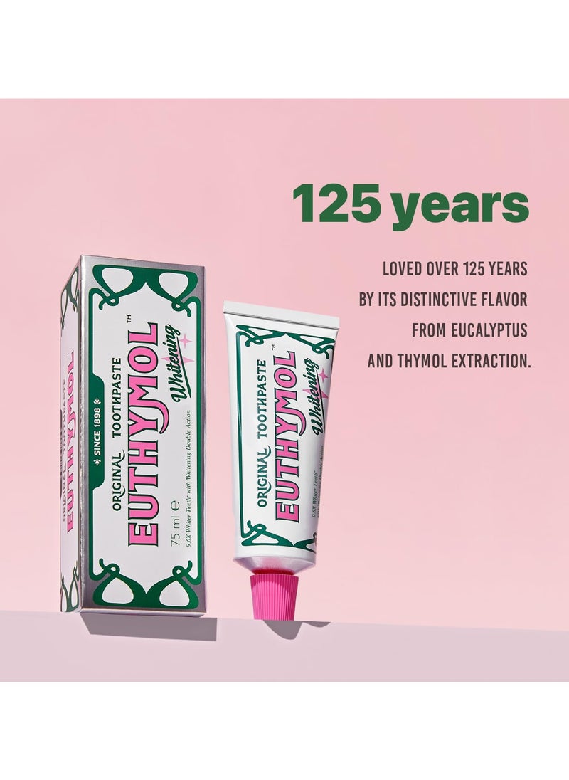 Euthymol Euthymol Whitening Toothpaste 75ml, Contains Fluoride Vitamin E, Non-GMO Gluten Free, Plaque Removal Cavity Protection Antibacterial, White Clean Teeth, Freshens Breath Refreshing Dental Care  - Image 4