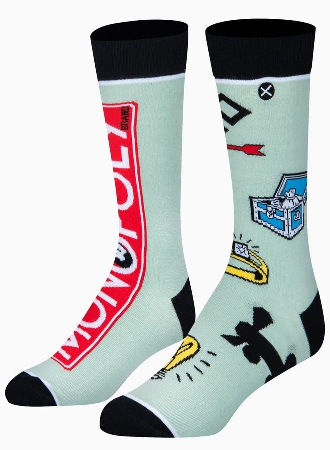 Odd Sox جوارب Odd Sox - جوارب طويلة بتصميم لعبة مونوبولي - جوارب مميزة بشعار مقسم وطبعة أيقونة - مزيج من القطن - مقاس كبير للرجال 8-12، وللنساء 9.5-13.5 - Image 1