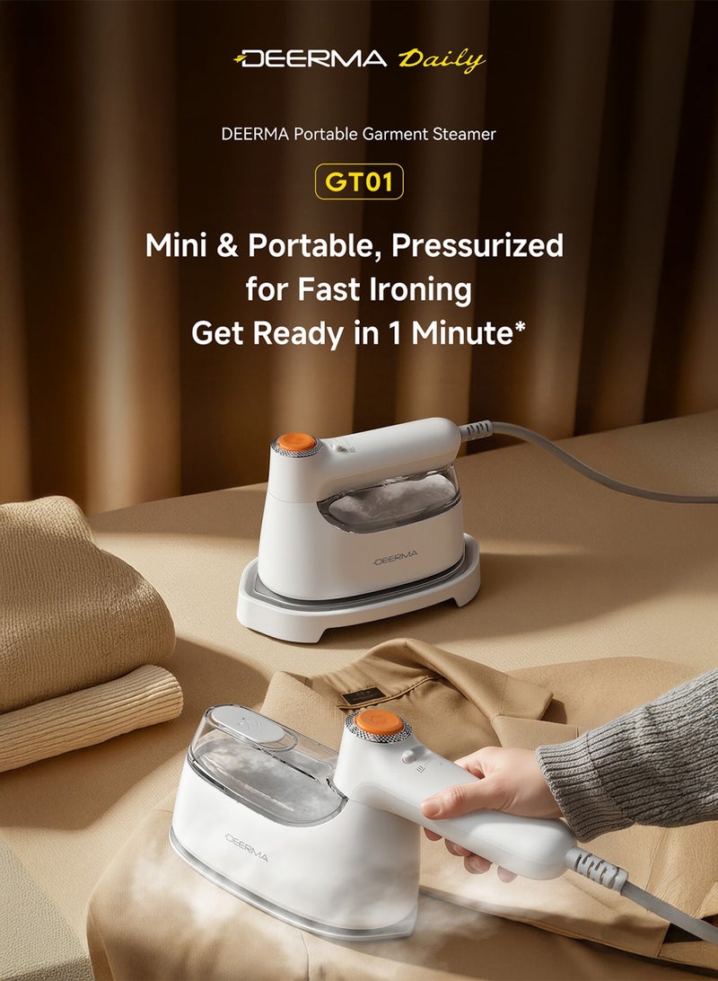 Deerma GT01 Portable Handheld Garment Steamer | 1200W Fast Heat | Foldable Travel Steam Iron for Clothes | Wrinkle Remover & Sterilizer 110 ml 600 W GT01 white - Image 2