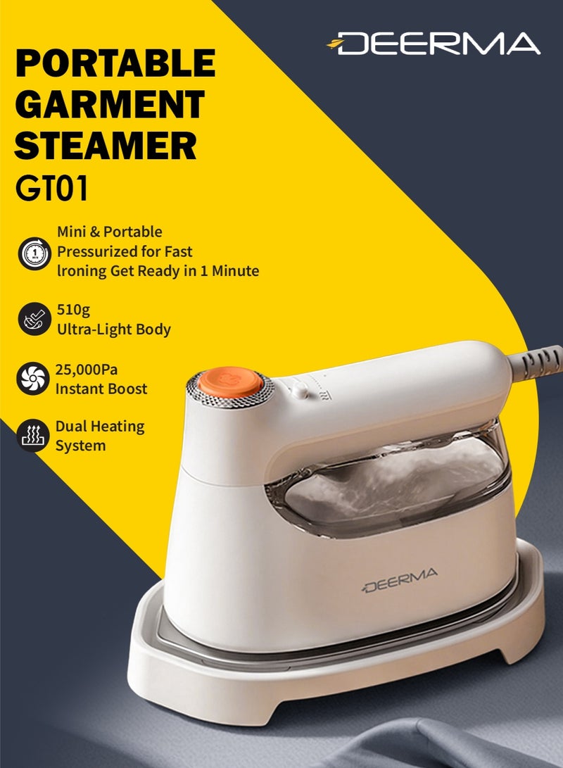 Deerma GT01 Portable Handheld Garment Steamer | 1200W Fast Heat | Foldable Travel Steam Iron for Clothes | Wrinkle Remover & Sterilizer 110 ml 600 W GT01 white - Image 1