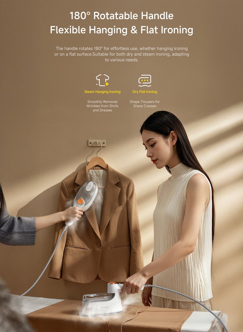 Deerma GT01 Portable Handheld Garment Steamer | 1200W Fast Heat | Foldable Travel Steam Iron for Clothes | Wrinkle Remover & Sterilizer 110 ml 600 W GT01 white - Image 3
