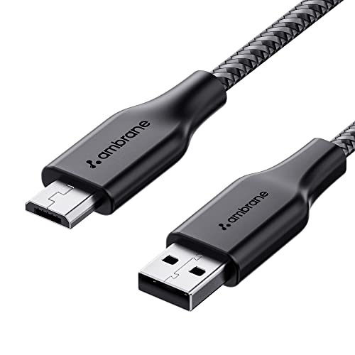 Ambrane Unbreakable 60W / 3A Fast Charging 1.5m Braided Micro USB Cable for Smartphones, Tablets, Laptops & Other Micro USB Devices, 480Mbps Data Sync, Quick Charge 3.0 (RCM15, Black) - Image 1