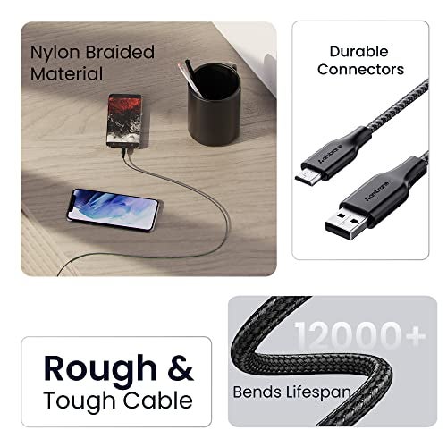 Ambrane Unbreakable 60W / 3A Fast Charging 1.5m Braided Micro USB Cable for Smartphones, Tablets, Laptops & Other Micro USB Devices, 480Mbps Data Sync, Quick Charge 3.0 (RCM15, Black) - Image 4