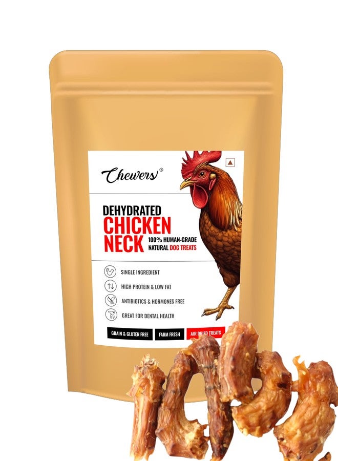 Chewers Dehydrated Chicken Neck Dog Training Treats | 100% Natural Human-Grade | High Protein, Low Fat | Air Dried Dog Dental Chews | Supports Joint, Bone & Dental Health | All Breeds & Ages - 70 GMS - Image 1