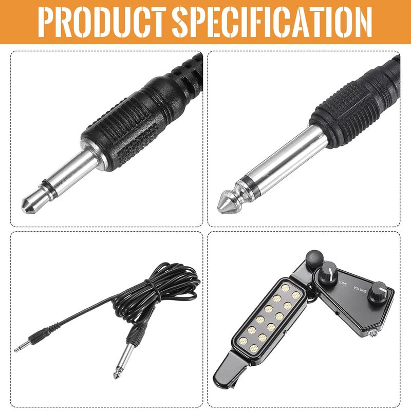 HASTHIP ® Guitar Pickup 12 Pole Pieces Design, Clip-On Acoustic to Electric Guitar Accessories with Tone & Volume Control, Plug-and-Play Transducer for Studio & Live Performances, 10Ft Cable - Image 3