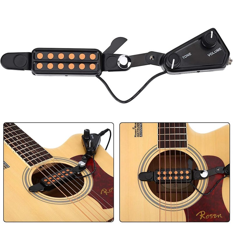 HASTHIP ® Guitar Pickup 12 Pole Pieces Design, Clip-On Acoustic to Electric Guitar Accessories with Tone & Volume Control, Plug-and-Play Transducer for Studio & Live Performances, 10Ft Cable - Image 5