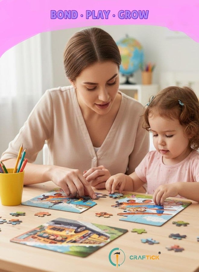 ألعاب مركبات النقل الخشبية من كرافتيك® لألغاز الصور المقطوعة | لعبة ألغاز مثالية للمبتدئين | لغز صور مقطوعة ممتع وسهل للأطفال من عمر سنتين إلى خمس سنوات | هدية تذكارية - Image 4