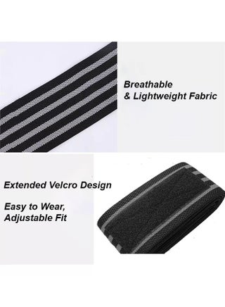 Knee Wraps (Pair) with Strap for Men & Women, Elastic Knee Brace Leg Compression Sleeve for Weightlifting Squats Powerlifting Running Gym Workouts - view 3
