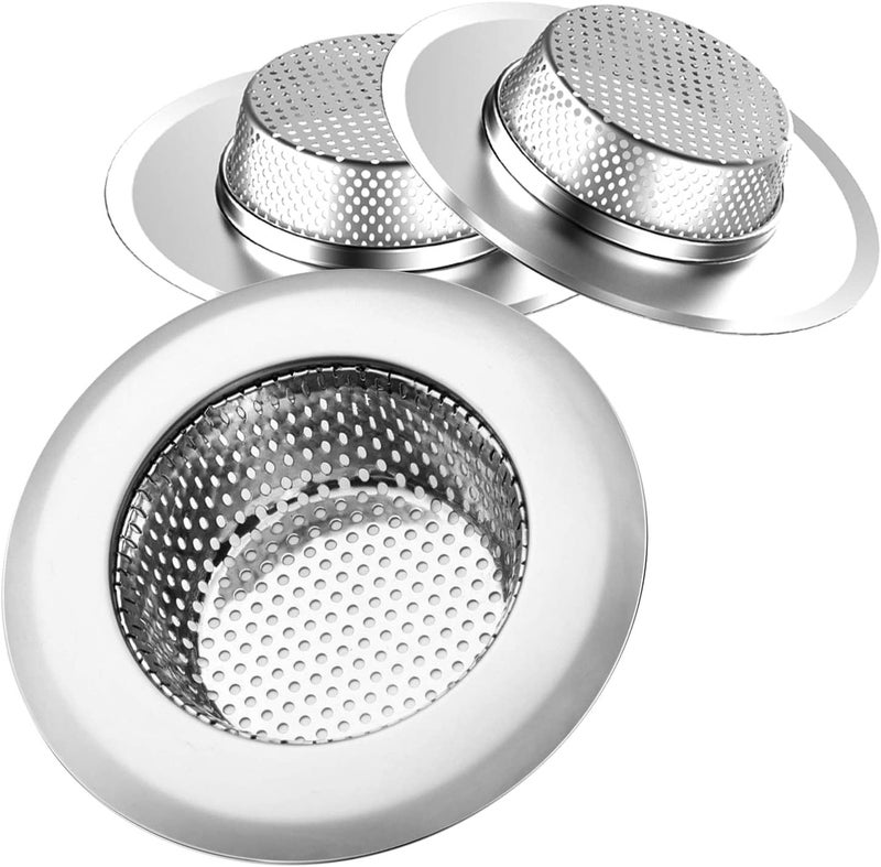 Helect 3-Pack Kitchen Sink Strainer Stainless Steel Drain Filter Strainer with Large Wide Rim 4.5" for Kitchen Sinks - Image 1