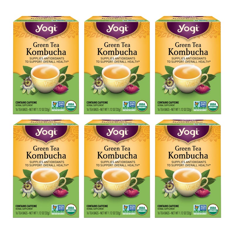Yogi Tea - Green Tea Kombucha (6 Pack) - Supplies Antioxidants to Support Overall Health - Contains Caffeine - 96 Organic Green Tea Bags - Image 1