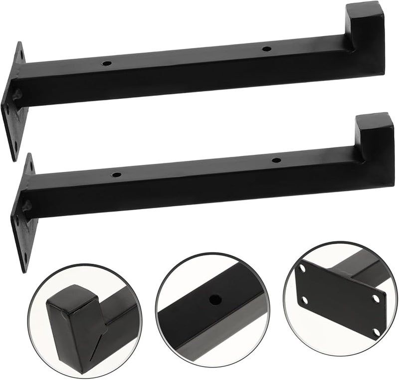 STOBOK 2PCS Heavy Duty Iron Shelf Brackets Adjustable Wall Mounted Black - Image 4