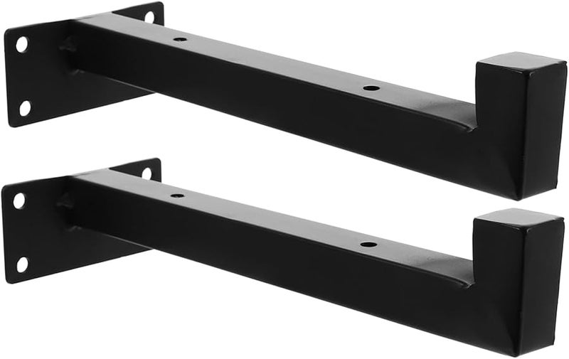 STOBOK 2PCS Heavy Duty Iron Shelf Brackets Adjustable Wall Mounted Black - Image 2