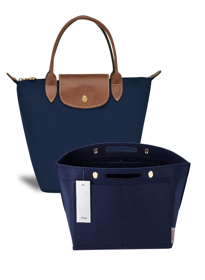 إزتيجو منظم حقيبة ZTUJO لحقيبة le pliage، متوافق مع حقيبة Longchamp Le Pliage ذات المقبض العلوي S/M، وحقيبة الكتف S/L (أزرق داكن، كبير للمقبض العلوي M وحقيبة الكتف L) - Image 1