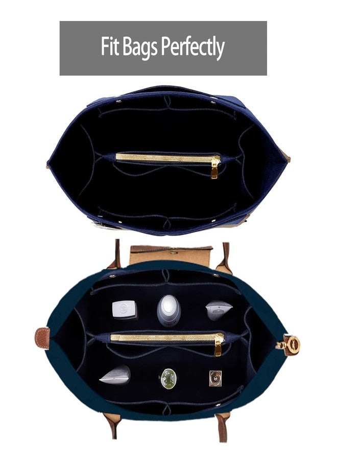 إزتيجو منظم حقيبة ZTUJO لحقيبة le pliage، متوافق مع حقيبة Longchamp Le Pliage ذات المقبض العلوي S/M، وحقيبة الكتف S/L (أزرق داكن، كبير للمقبض العلوي M وحقيبة الكتف L) - Image 2