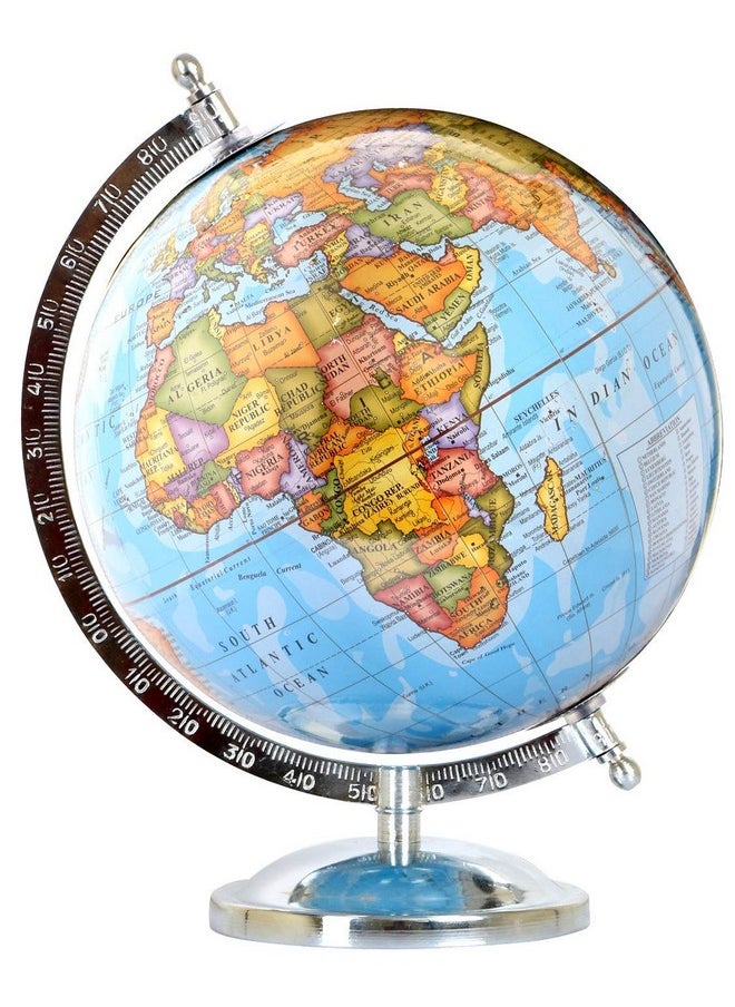 Globeskart - Globeskart Educational/Antique Globe with Chrome Finish Arc and Base/World Globe/Home Decor/Office Decor/Gift Item / 8 inches (Educational) - Image 1