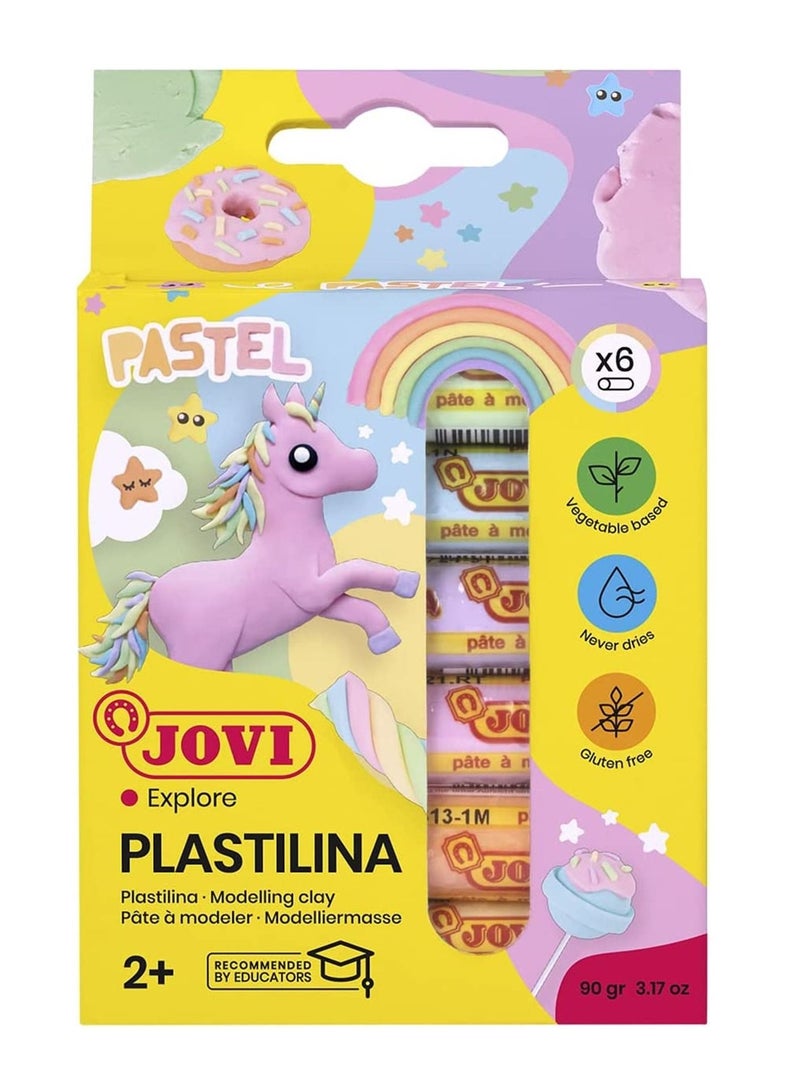 JOVI 6-Piece Plastilina Modelling Clay Pastel Colours - Image 1