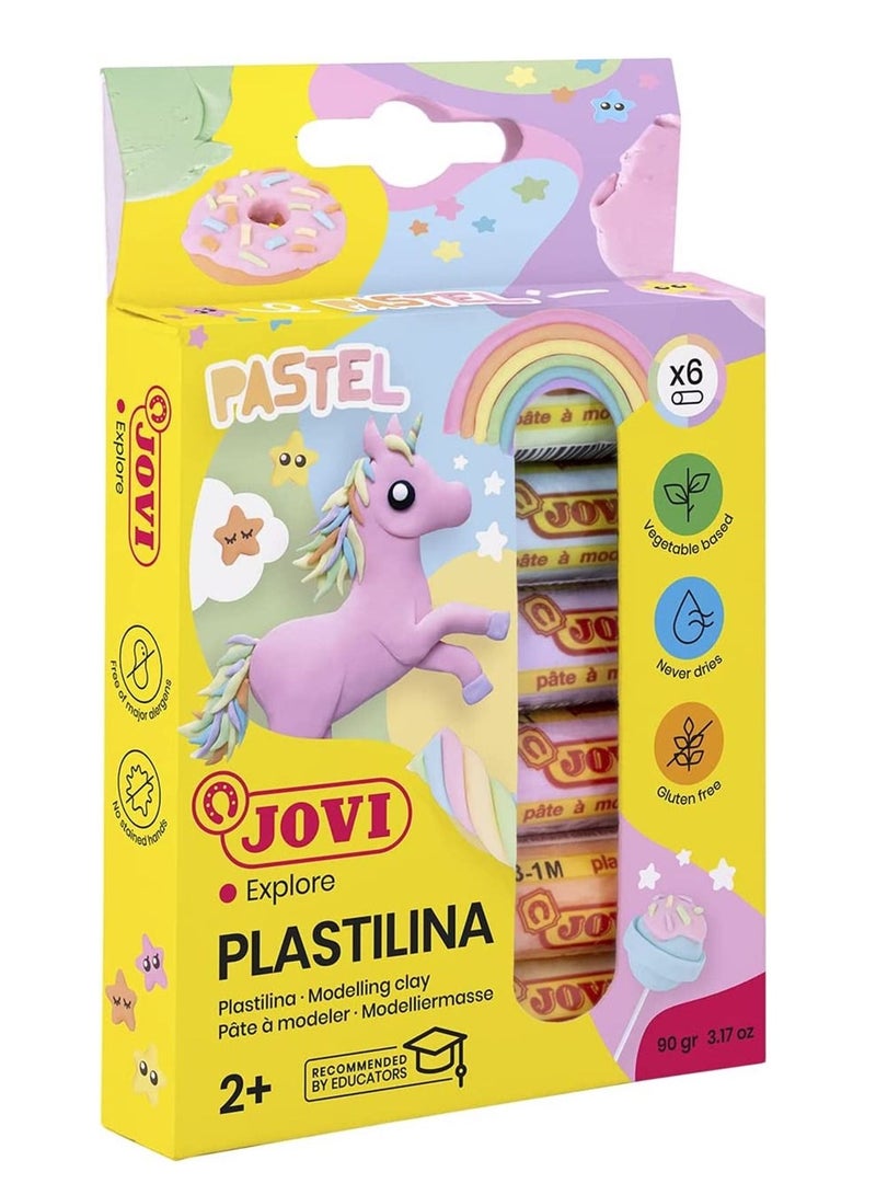 JOVI 6-Piece Plastilina Modelling Clay Pastel Colours - Image 3