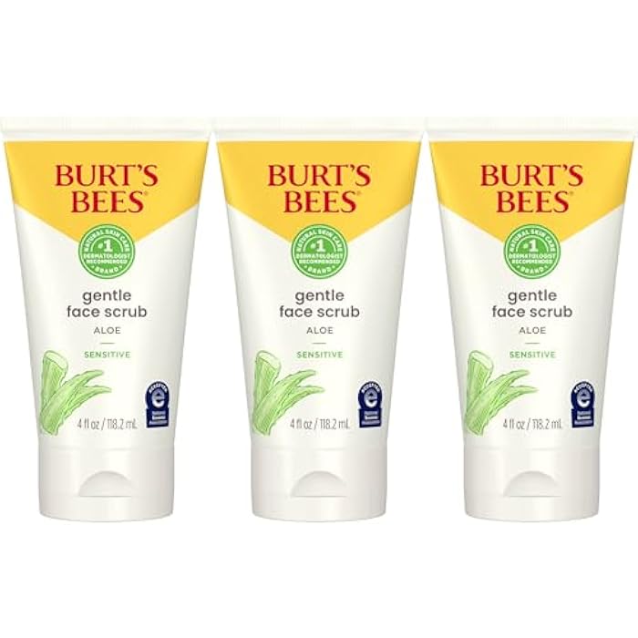 Burt's Bees Gentle Face Scrub with Aloe for Sensitive Skin, 98.9% Natural Origin, 4 Fluid Ounces, Pack of 3 - Image 1