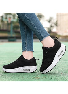 New Womens Breathable Sports Shoes Thick Sole Platform Sneakers 40-50 AgeBlack N55 Black N55