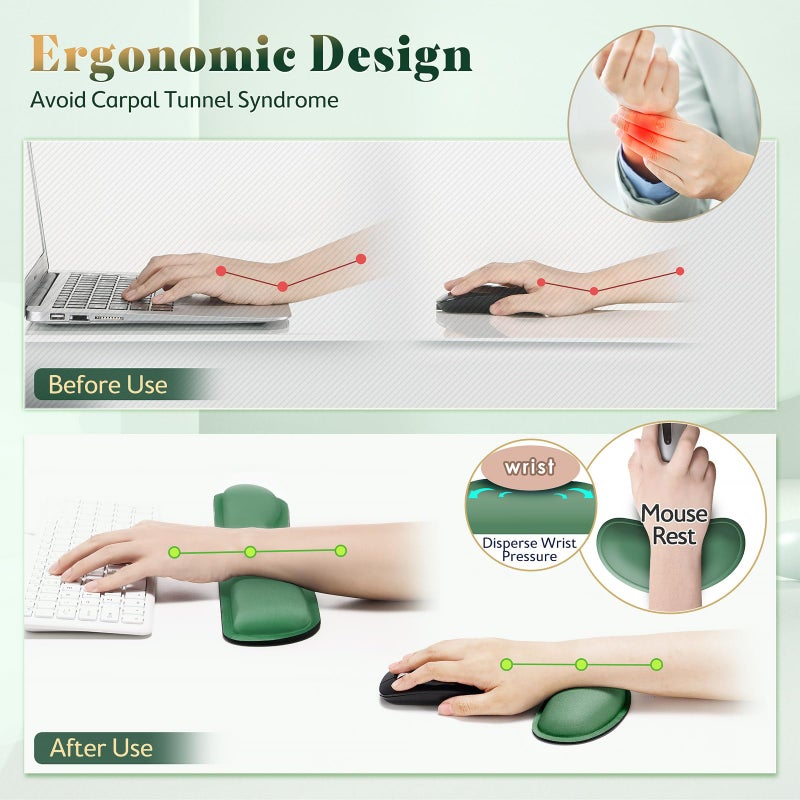 Gimars Upgrade Enlarge Silky and Superfine Fabric Gel Memory Foam Keyboard Wrist Rest Set, Ergonomic Keyboard Mouse Wrist Support for Typing Pain Relief, Comfort for Office, Gaming, Computer - Image 5