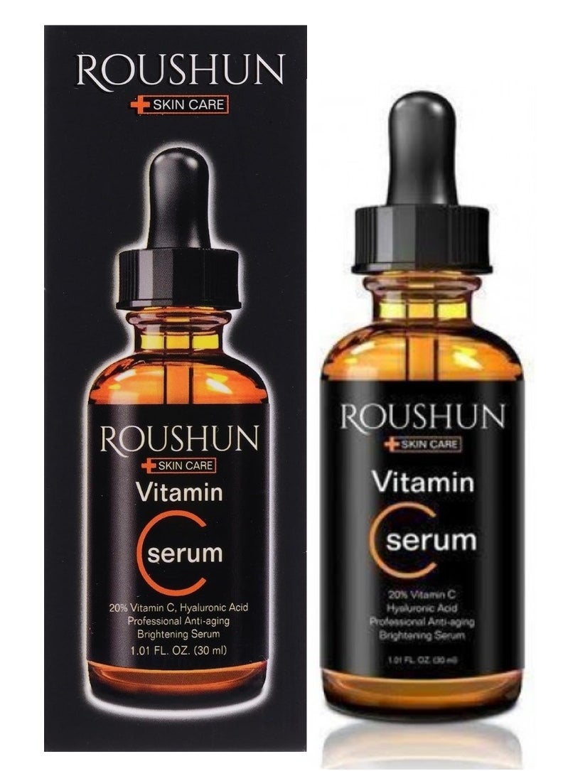 ROUSHUN 2Pcs Vitamin C Serum for Face and Neck (2x30ml) Skincare Vitamin C Facial Serum Anti Aging Brightening Serum with Hyaluronic Acid  - Image 3