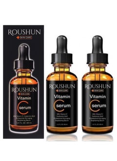 ROUSHUN 2Pcs Vitamin C Serum for Face and Neck (2x30ml) Skincare Vitamin C Facial Serum Anti Aging Brightening Serum with Hyaluronic Acid  - Image 1
