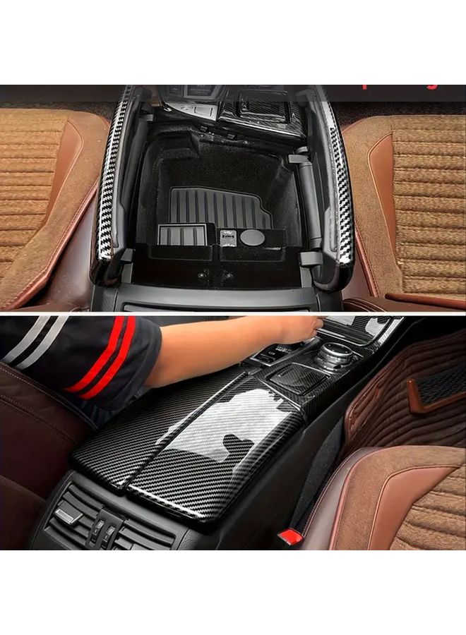 Carbon Fiber Style Console Armrest Cover For BMW 5 Series F10 F11 2011 2016 Models - Image 5