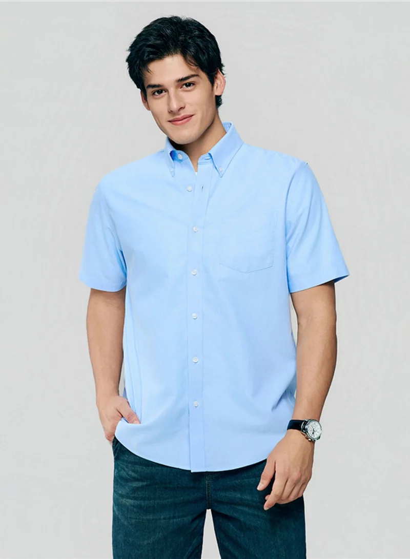 جيوردانو Men’s Regular Fit Wrinkle‑Free Short Sleeve Oxford Shirt
