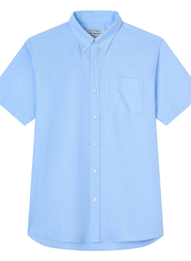 GIORDANO  Men’s Regular Fit Wrinkle‑Free Short Sleeve Oxford Shirt for Men | Best Price UAE