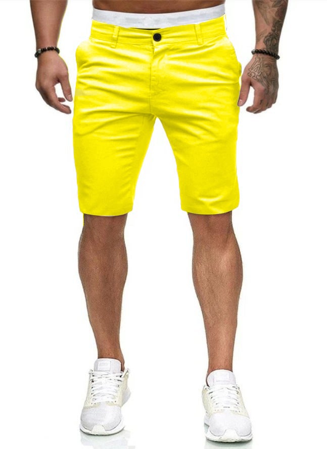 Explosion Models 2025 Summer New Casual Shorts Mens European and American Style Slim Mens Color Shorts Special Bright yellow