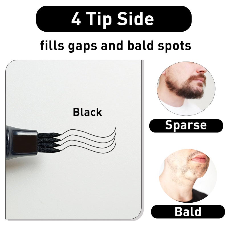 MUFUN 2PCS Beard Pencil Filler for Men - Sweat Proof, Water Resistance, Long Lasting & Natural Finish barber Pencil, Mustache Repair Shape(BLACK) - Image 3