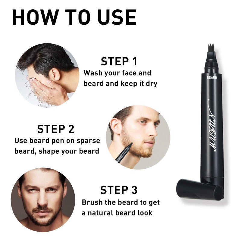 MUFUN 2PCS Beard Pencil Filler for Men - Sweat Proof, Water Resistance, Long Lasting & Natural Finish barber Pencil, Mustache Repair Shape(BLACK) - Image 5