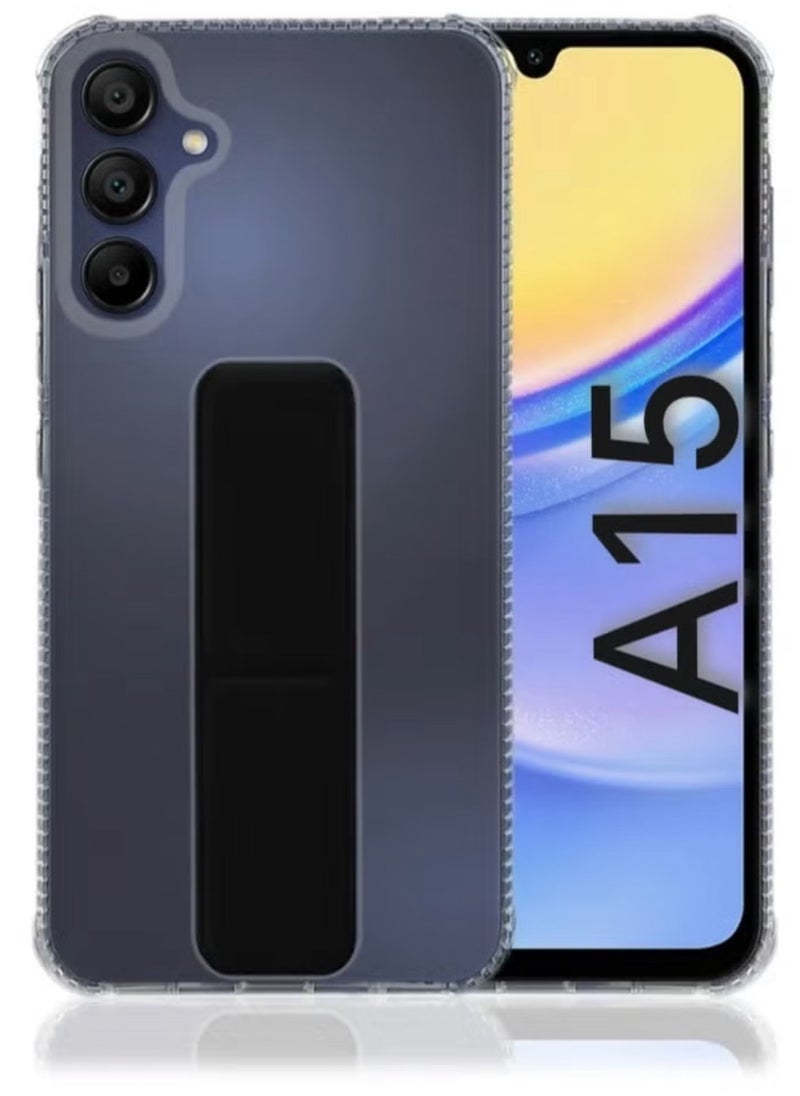 ARMOR - Case Cover For Samsung Galaxy A15 With Magnetic Hand Grip 3 in 1 Clear / Black - Image 1