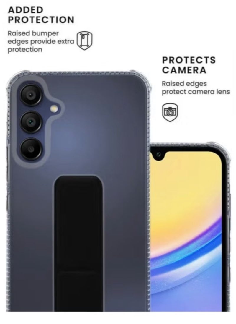 ARMOR - Case Cover For Samsung Galaxy A15 With Magnetic Hand Grip 3 in 1 Clear / Black - Image 1