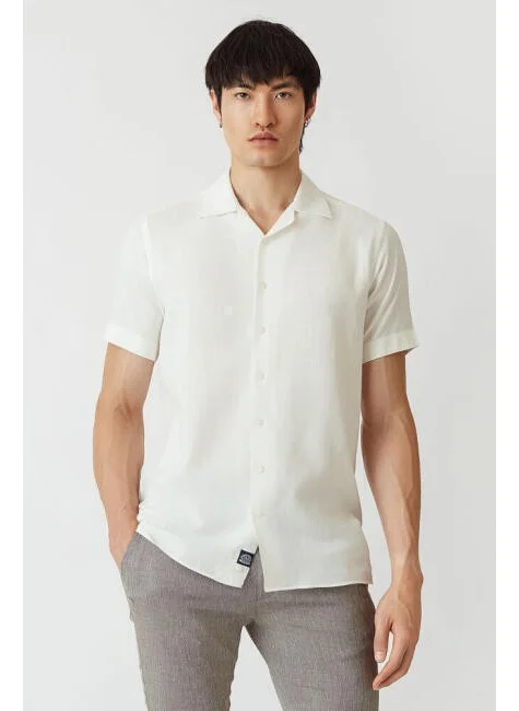 Bisse Men's Regular Fit Short Sleeve Shirt ECRU GM22Y221158_D03