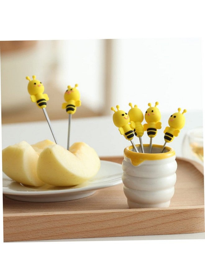 BESTOYARD 7 Pcs Steel Fruit Forks Fruit Picks Cheese Forks Toddler Suit Mini Tasting Forks Buffet Food Picks Silicon Utensils Cutlery Kids Party Picks Stainless Steel Tableware Child - Image 2
