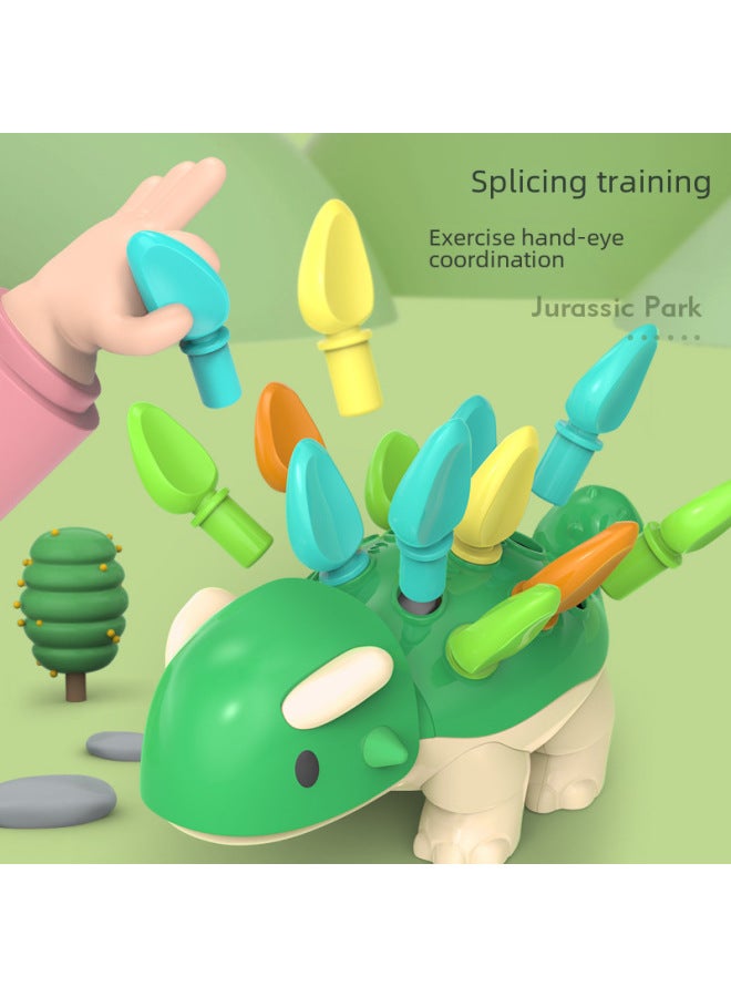 Puzzle Dinosaur Dragon Splicing Training Hand-eye Coordination Concentration Training Baby Educational Early Education Toys-Color:Plug-in Dragon (color Box) - Image 2