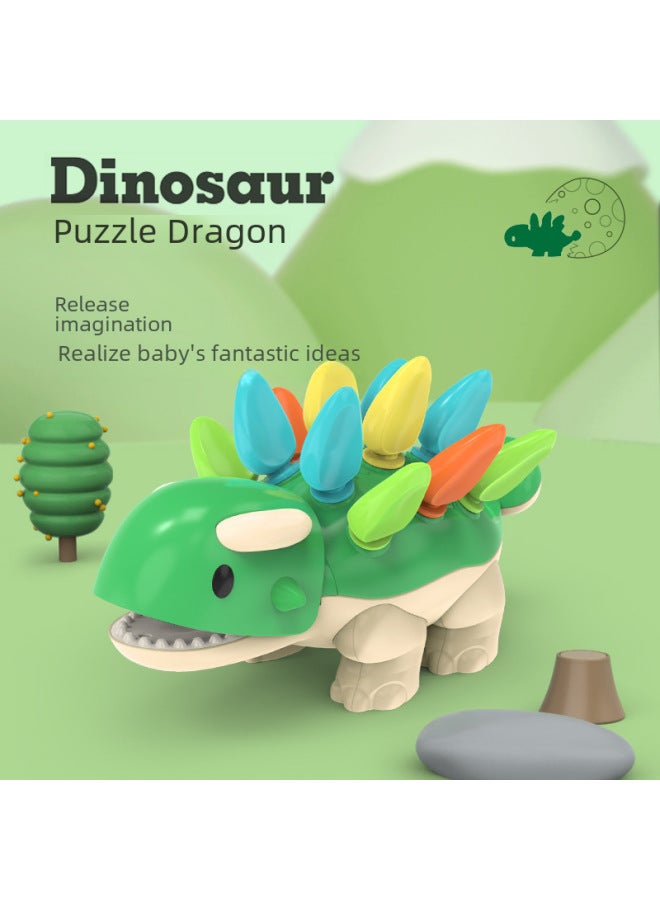 Puzzle Dinosaur Dragon Splicing Training Hand-eye Coordination Concentration Training Baby Educational Early Education Toys-Color:Plug-in Dragon (color Box) - Image 3