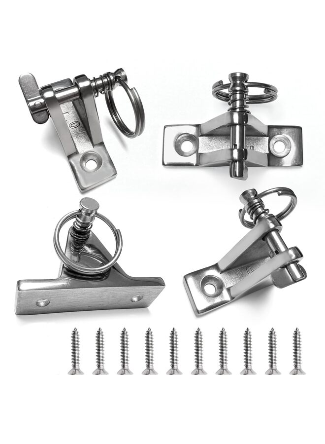 Generic 4 Pack Top Deck Hinge Hardware,with Pin and Ring,316 Stainless Steel, Free Installation 10 Screws,Fit 0.28" - Image 1
